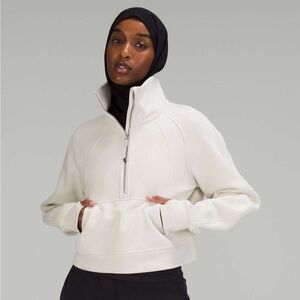 LULULEMON SCUBA OVERSIZED FUNNEL-NECK HALF ZIP (BONE) (M/L)